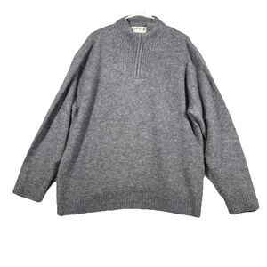 Orvis Sweater Mens XL Gray Alpaca Wool ‎ 1/4 Zip Pullover Lightweight